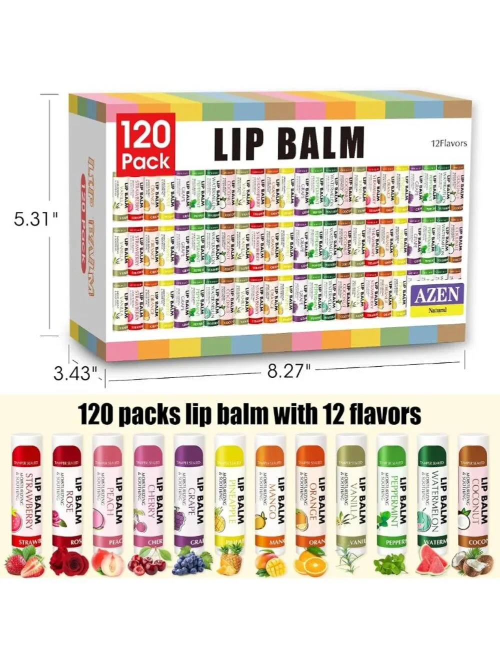 120 Pack Moisturizing Lip Balms for Dry Cracked Lips - Perfect Valentine's